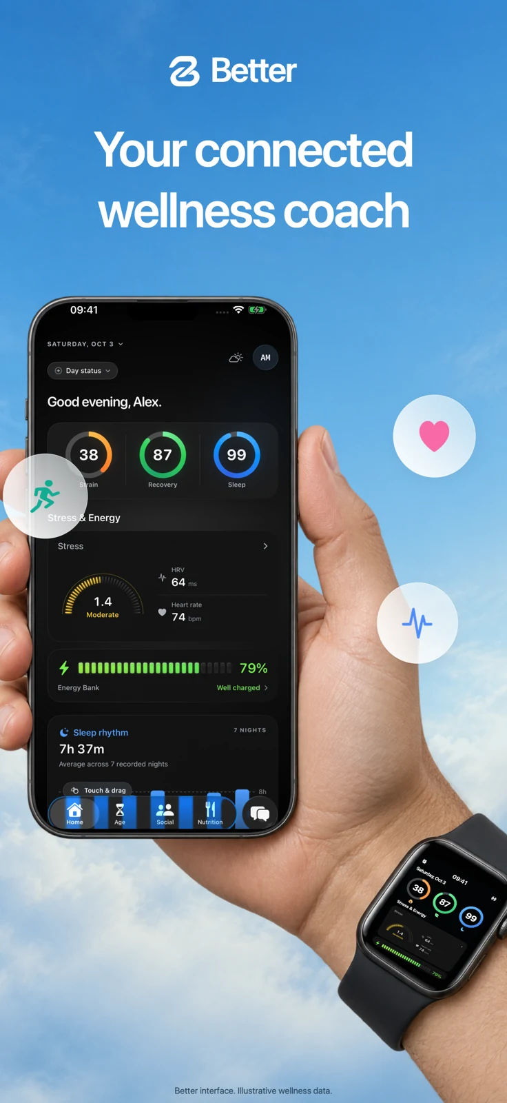 پیش‌نمایش Better در App Store، داده‌های نمونه